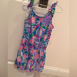 Lilly Pulitzer Girls Romper in Blue and Pink Floral